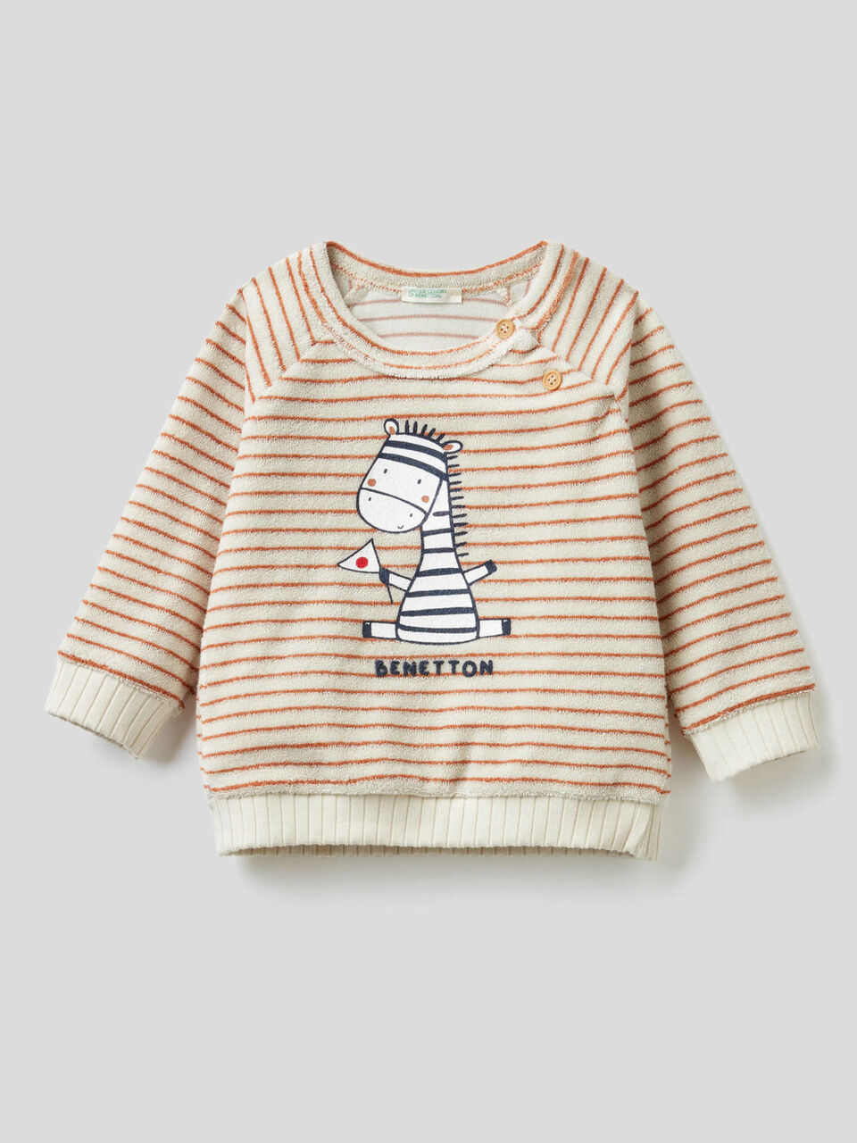 Gestreiftes Sweatshirt mit Frottee-Effekt image number 1