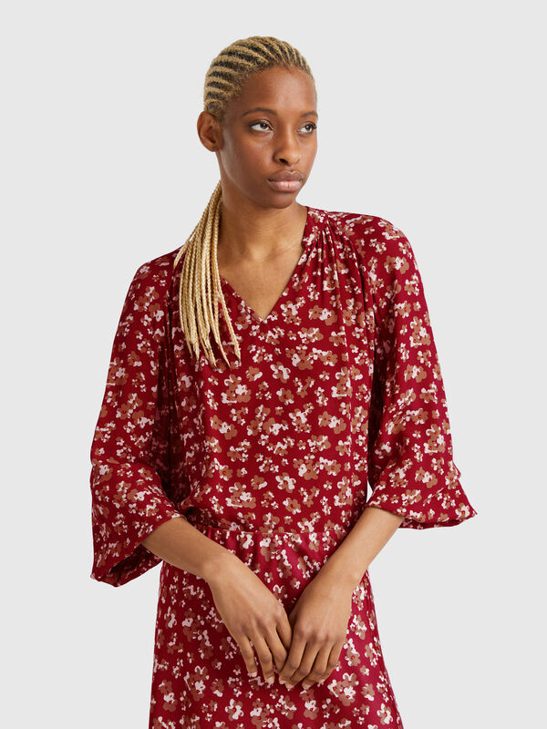 Fließende Blumenbluse Damen