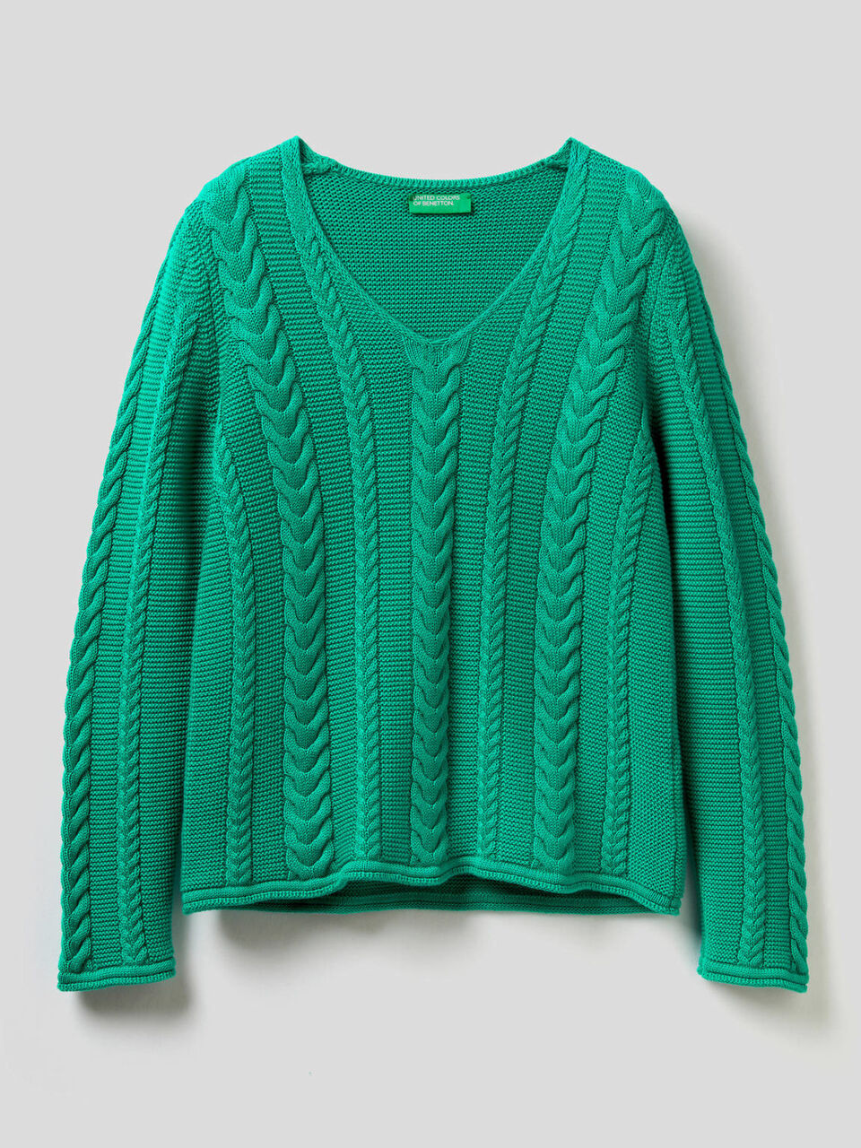 Pullover aus reiner Baumwolle mit Flechtmuster image number 1