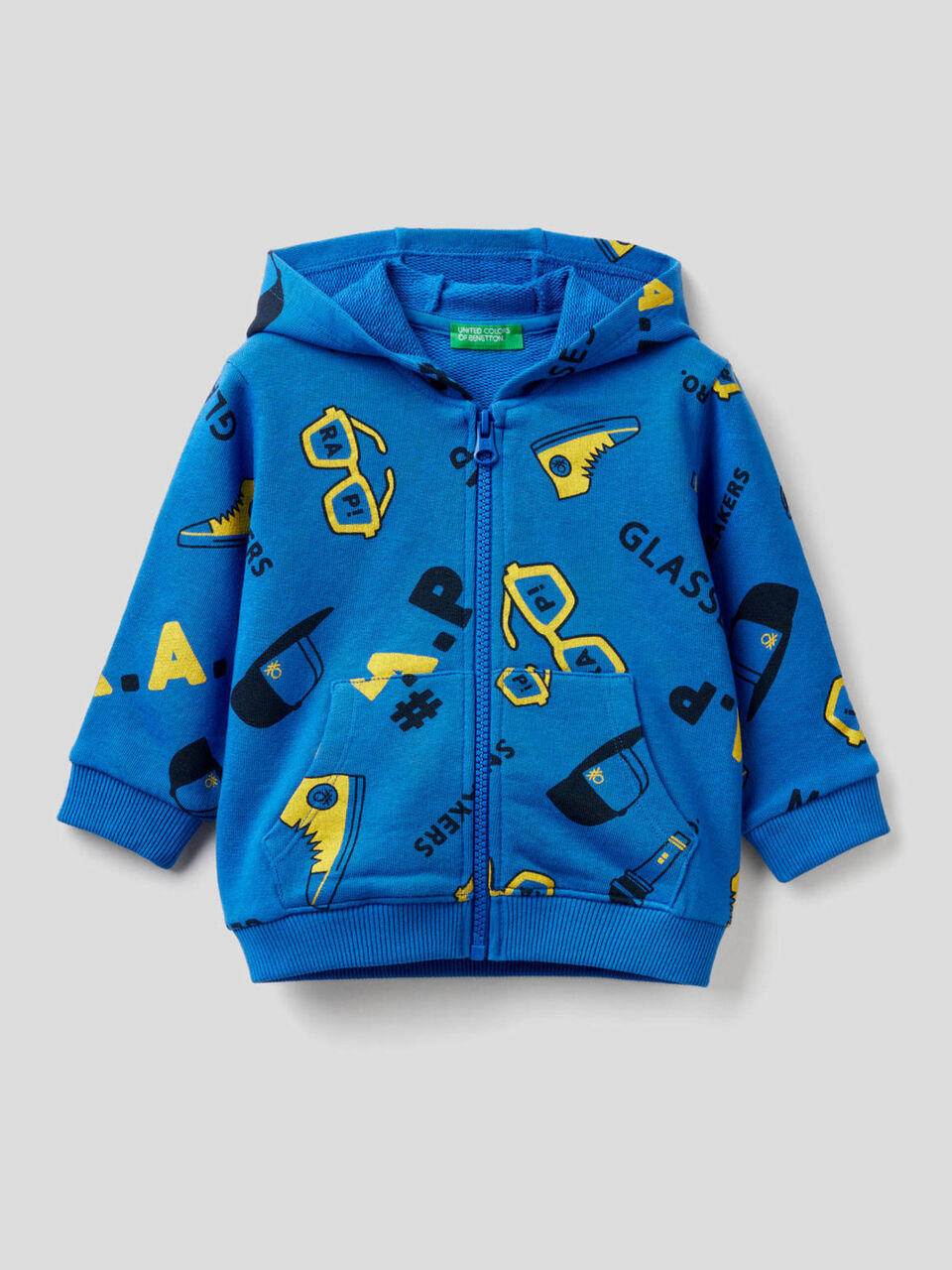 Gemustertes Sweatshirt mit Reißverschluss und Kapuze image number 1