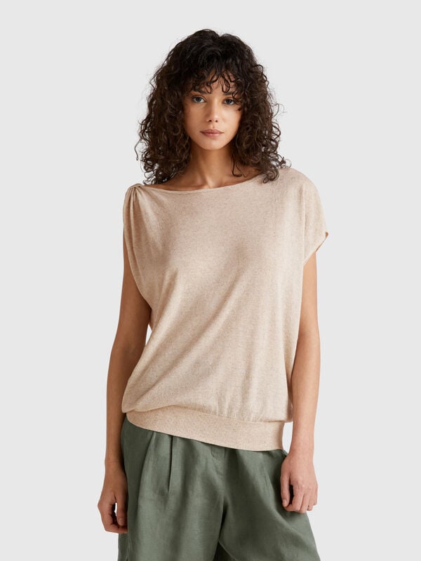 Asymmetrischer Pullover aus Leinenmischung Damen