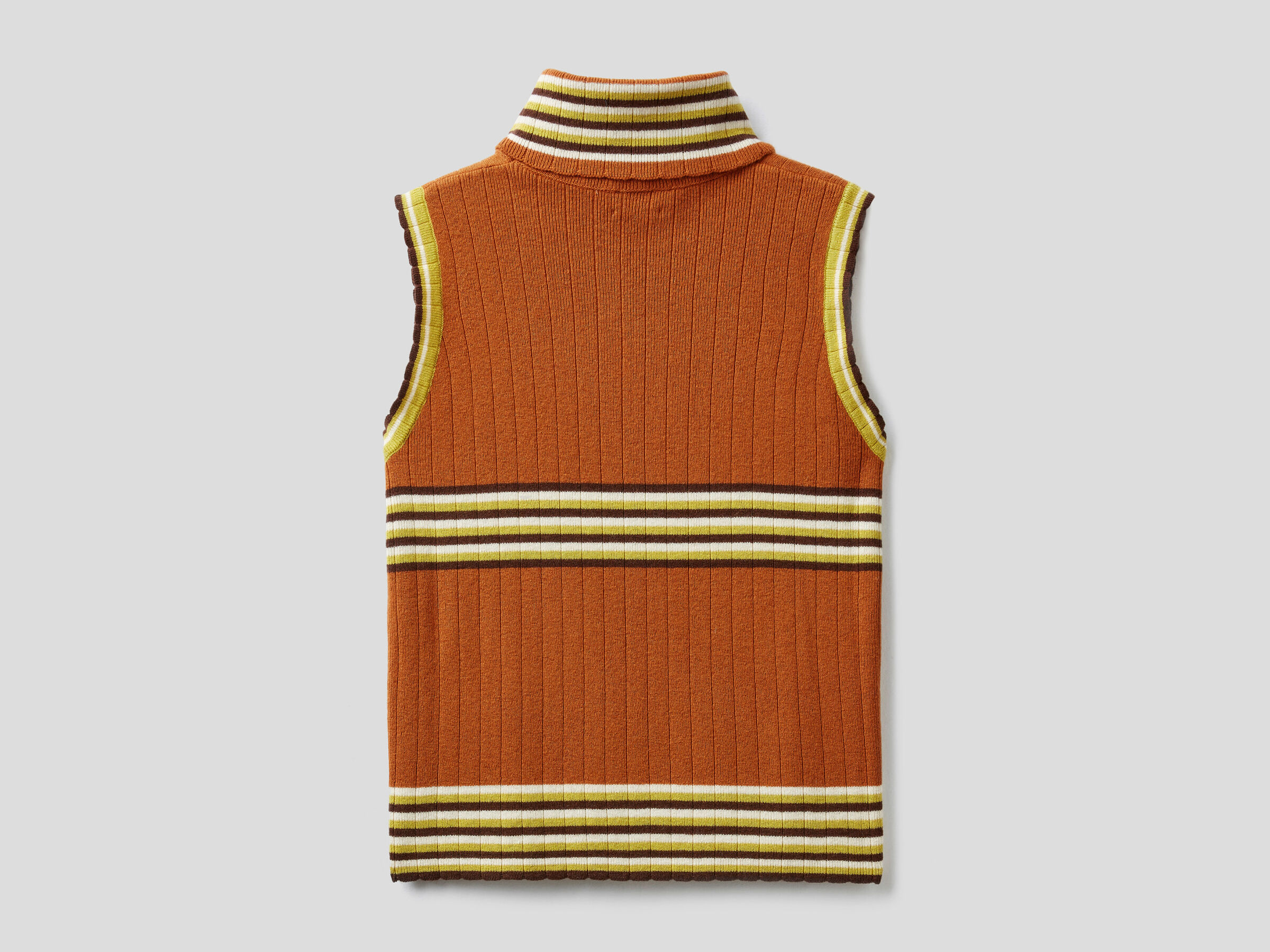 Ärmelloser Rollkragenpullover mit Streifen image number 5
