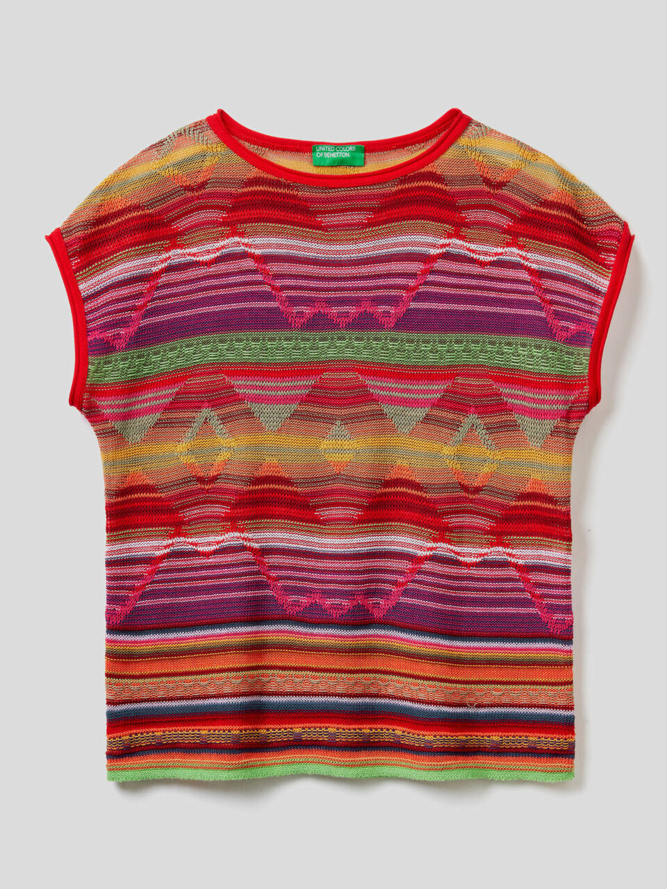 Bunter Pullover aus reiner Baumwolle image number 1