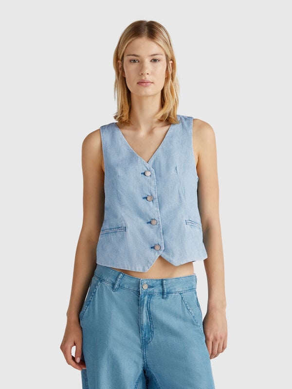 Chambray-Weste Damen