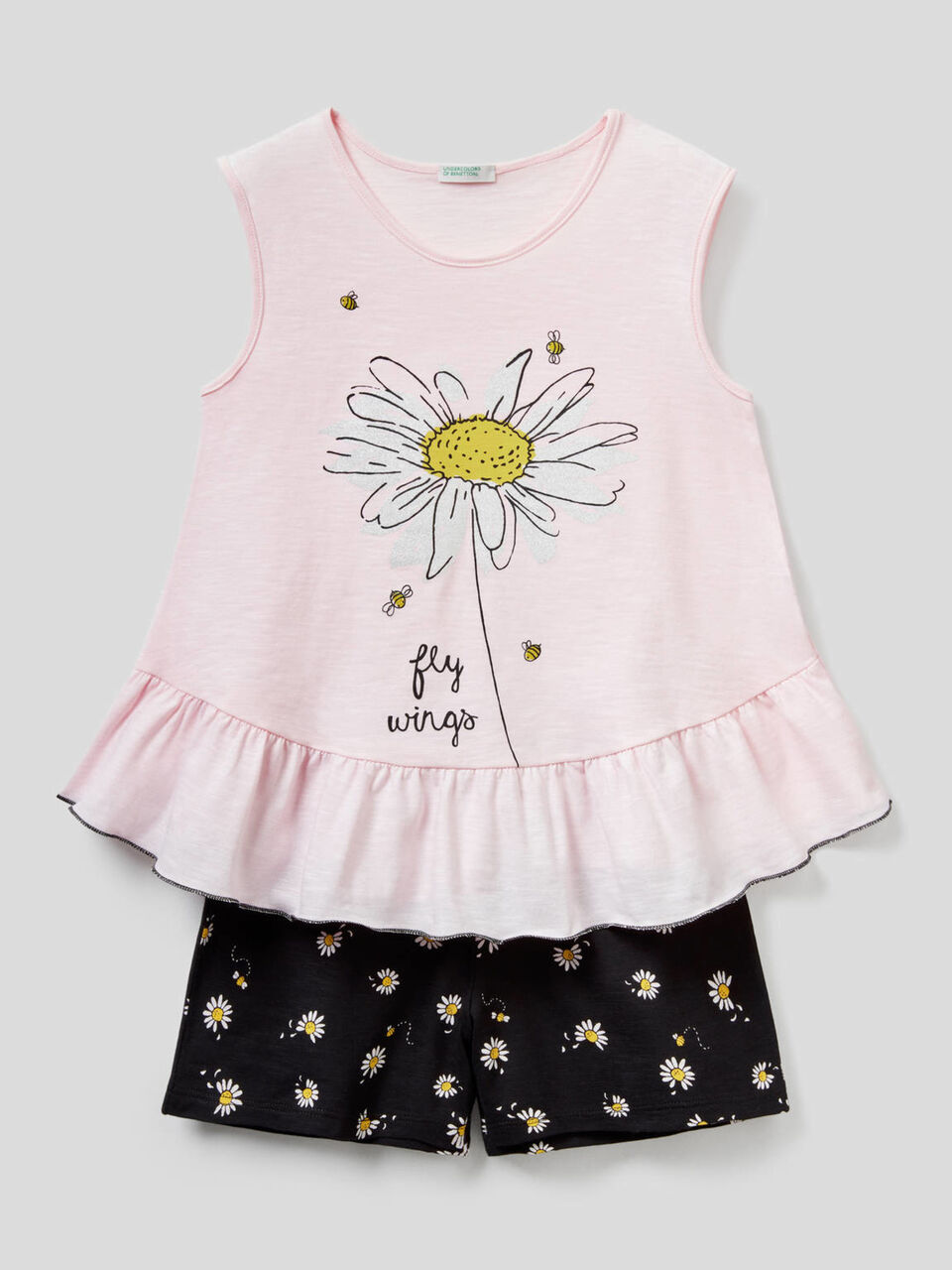 Pyjama mit Top und Shorts aus Baumwolle image number 1