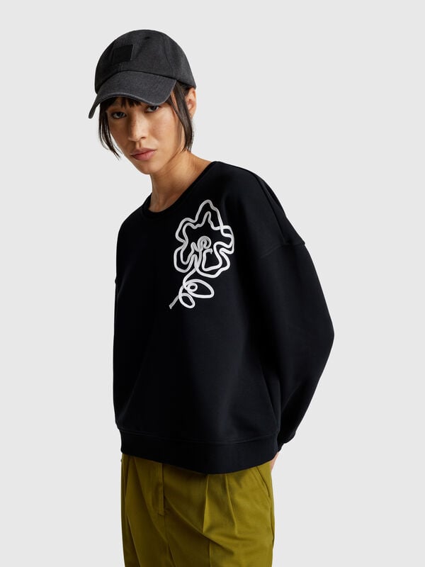 Sweatshirt mit normaler Passform und Applikation Damen