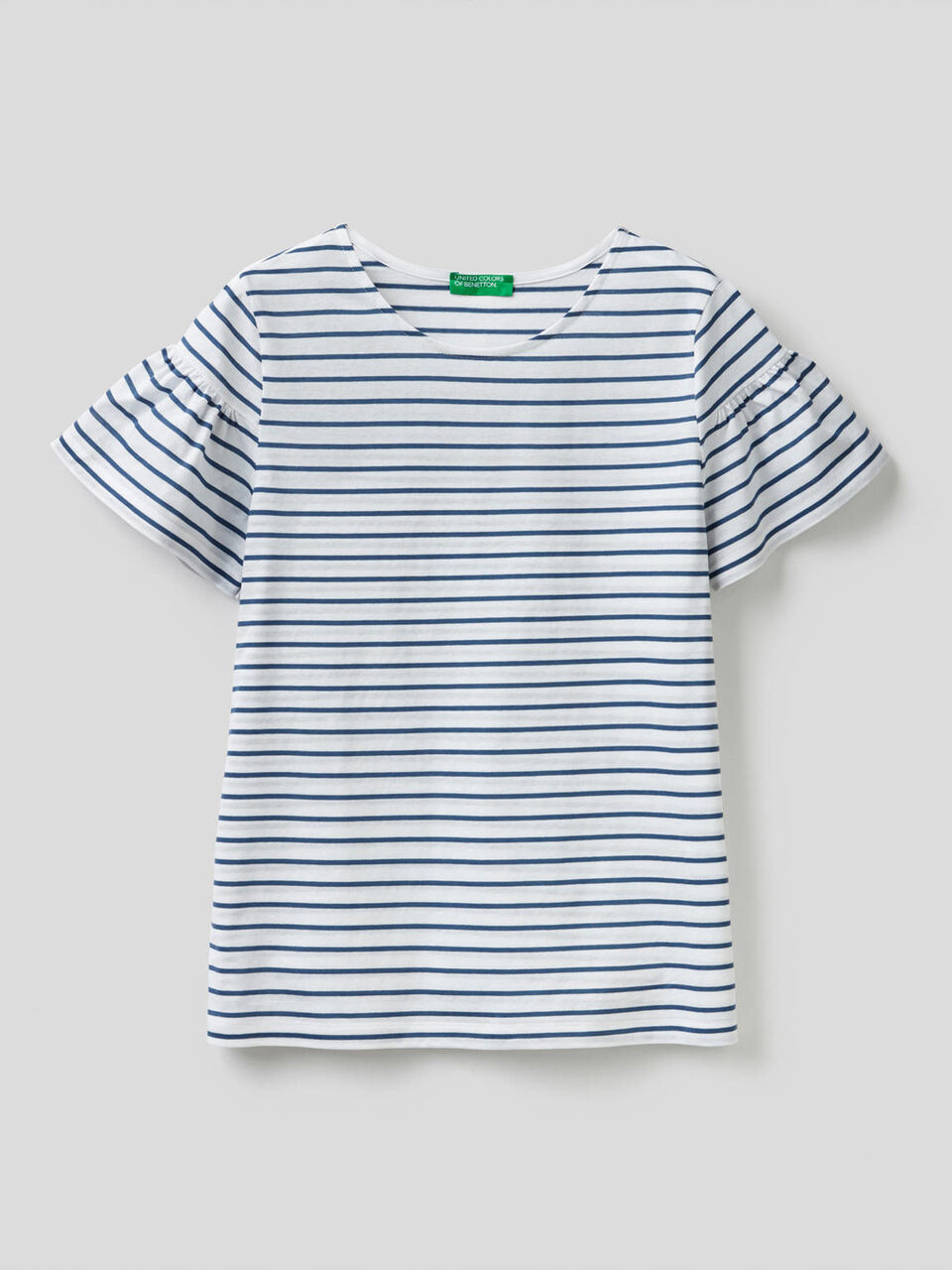 Gestreiftes T-Shirt mit gerafften Ärmeln image number 1