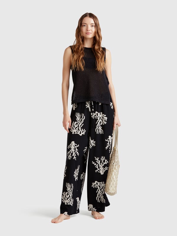 Hose mit Korallenprint Damen