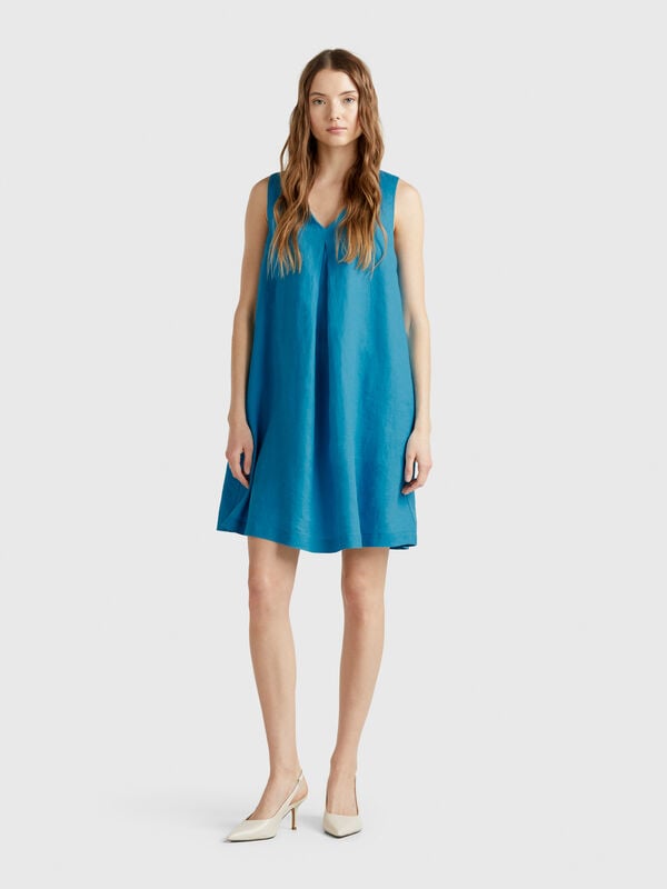 Ärmelloses Kleid aus reinem Leinen Damen