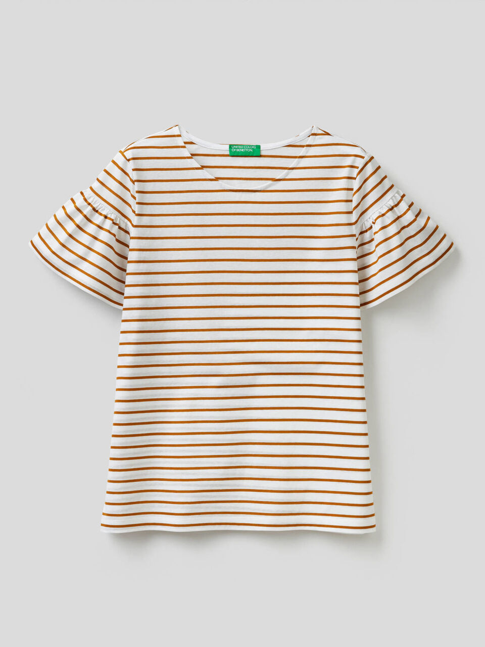 Gestreiftes T-Shirt mit gerafften Ärmeln image number 1