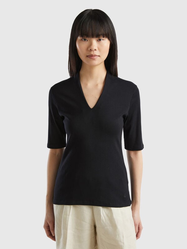Slim Fit T-Shirt aus Langfaser-Baumwolle Damen