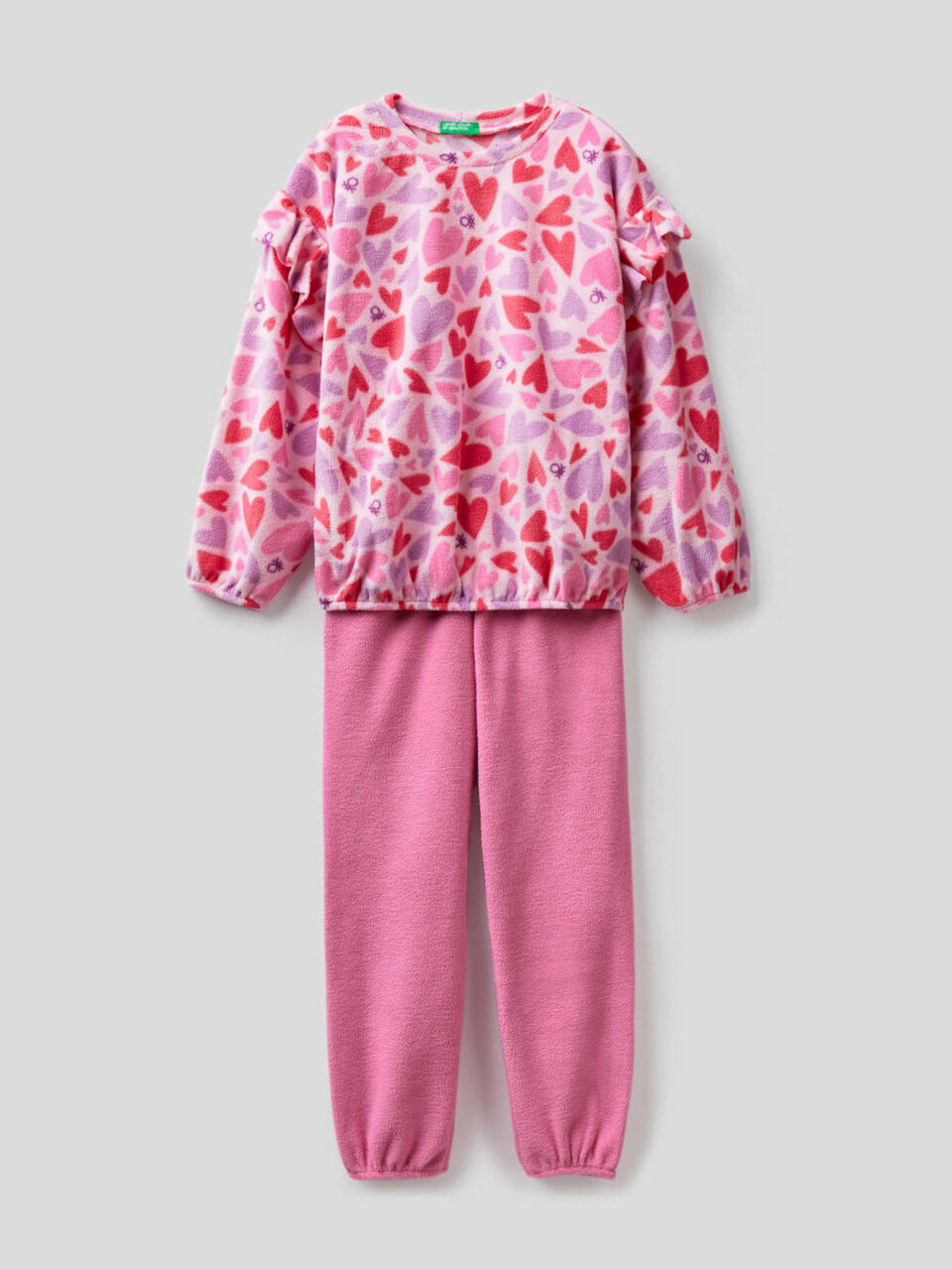 Pyjama aus Fleece mit Herzprint image number 1