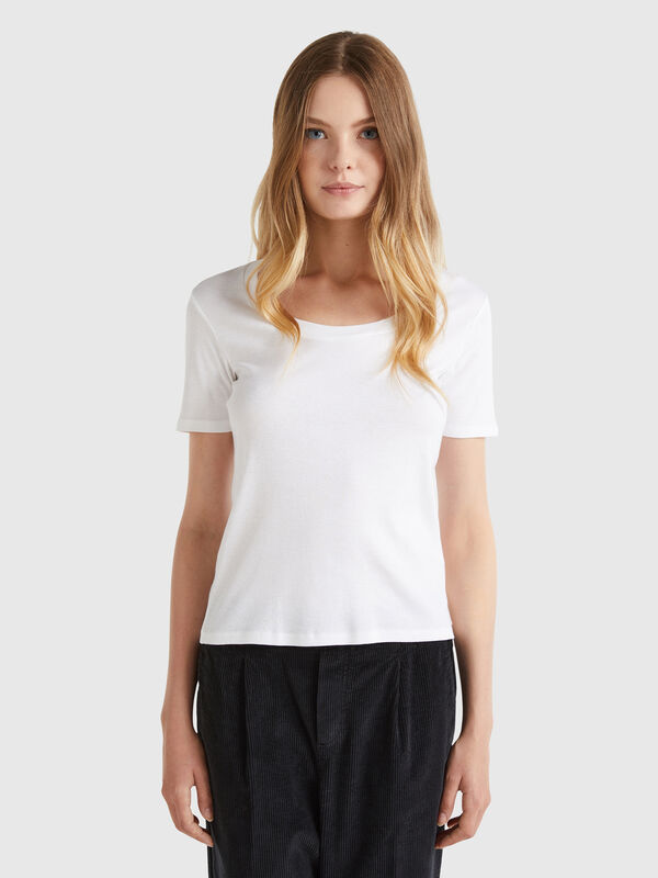 Kurzarm-T-Shirt aus langfaseriger Baumwolle Damen