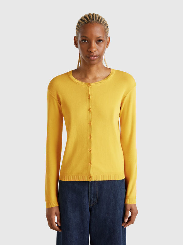 Cardigan mit rundem Ausschnitt aus reiner Baumwolle Damen