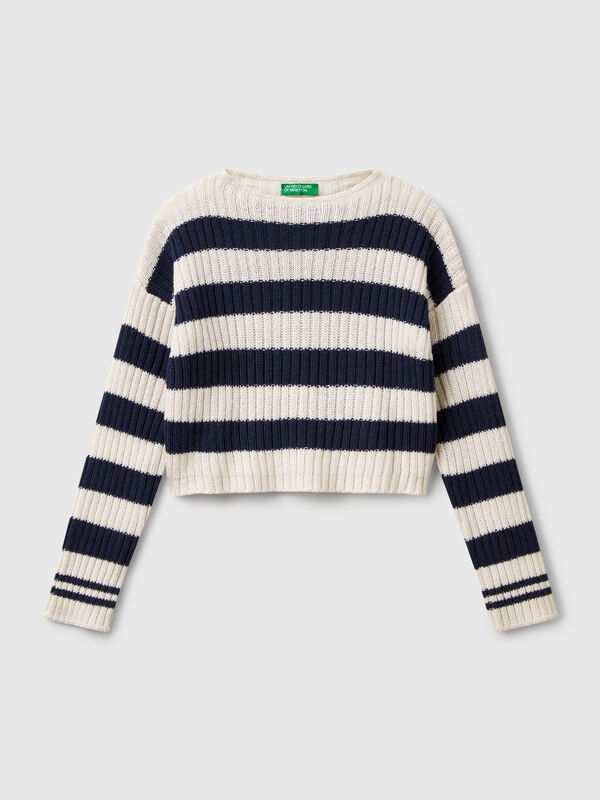 Zweifarbig gestreifter Pullover Mädchen