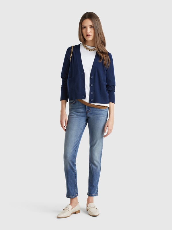 Slim-Fit-Jeans mit hohem Bund Damen