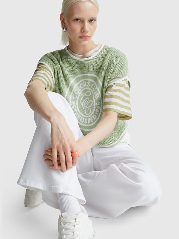 Übergroßes gestreiftes T-Shirt Damen