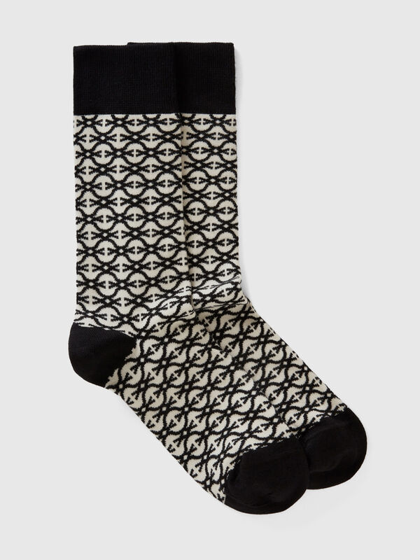 Schwarz-weiße Monogram-Socken