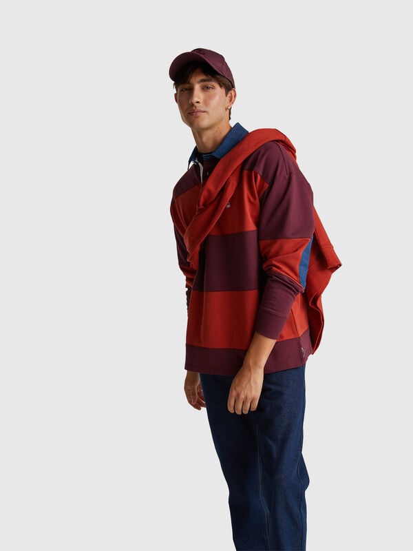 Gestreiftes Rugby-Poloshirt aus Fleece Herren