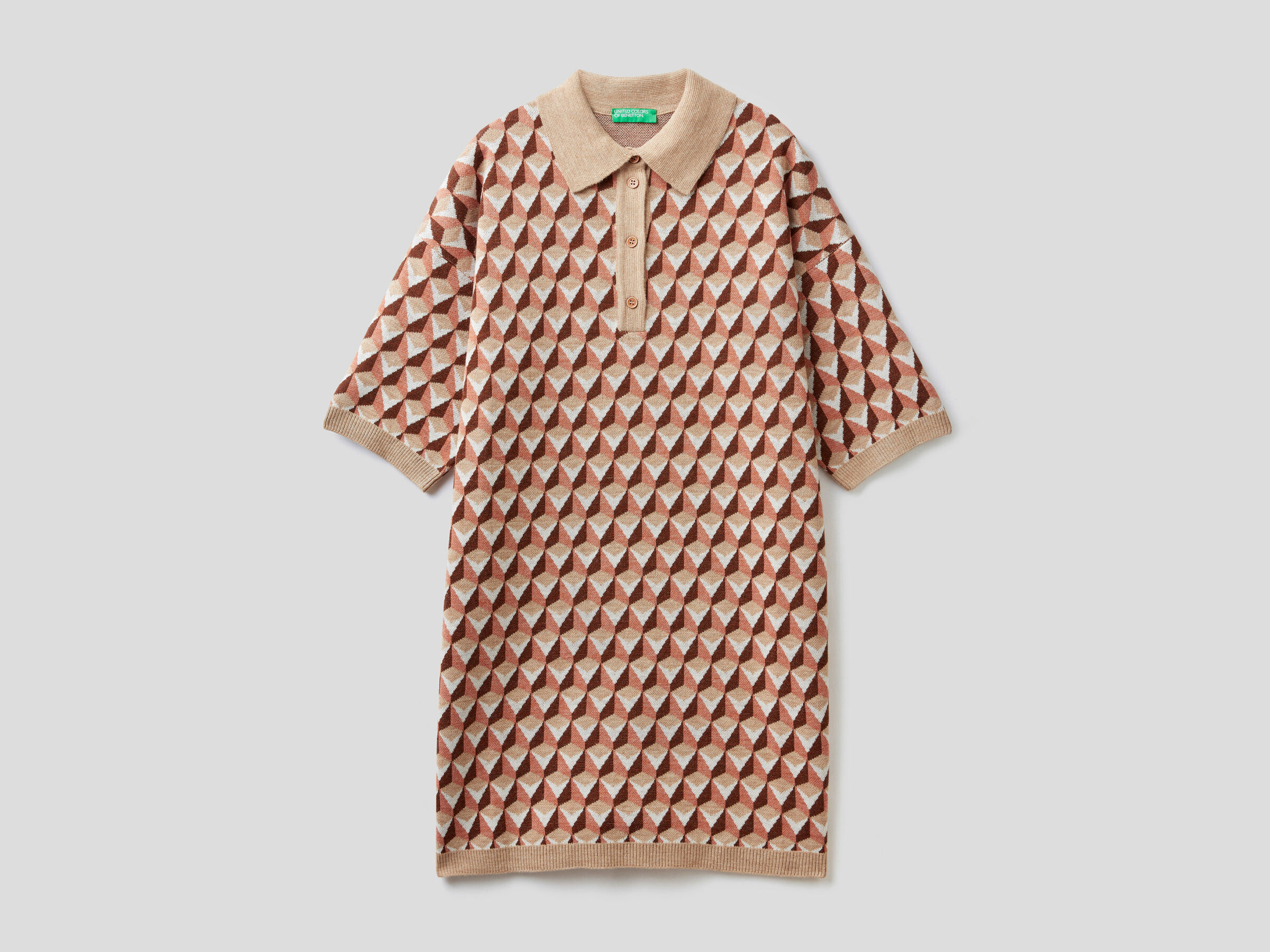 Jacquard-Kleid mit Polo-Kragen image number 4