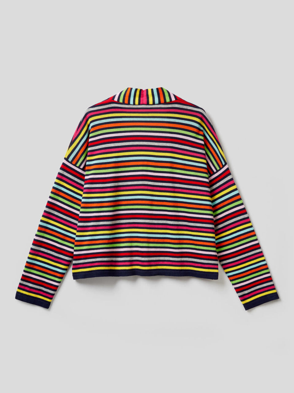 Strickjacke aus reiner Baumwolle mit bunten Streifen image number 2