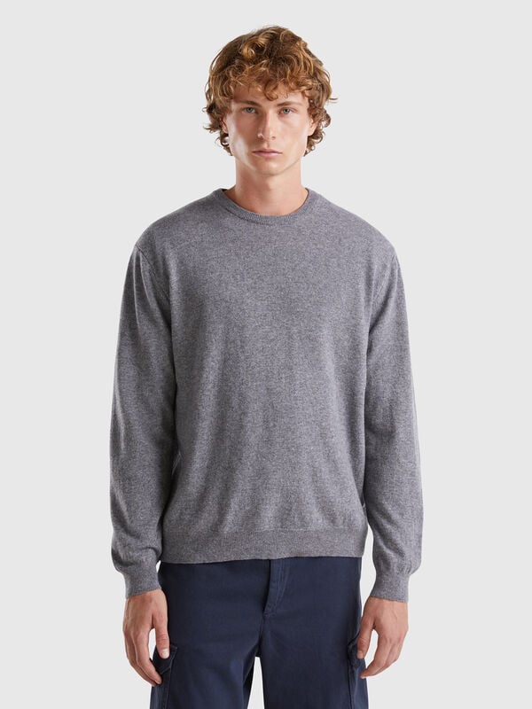 Dunkelgrauer Pullover aus reiner Merinowolle Herren