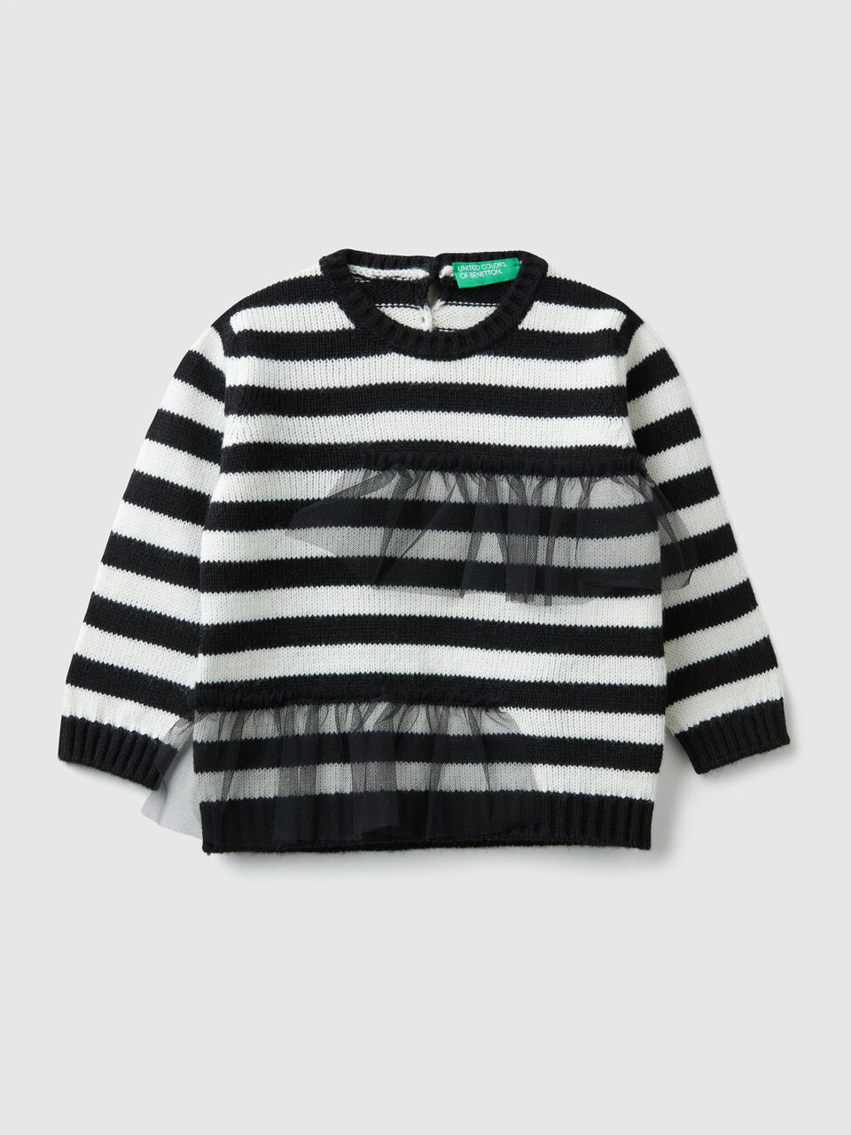 Gestreifter Pullover mit Tüll image number 1