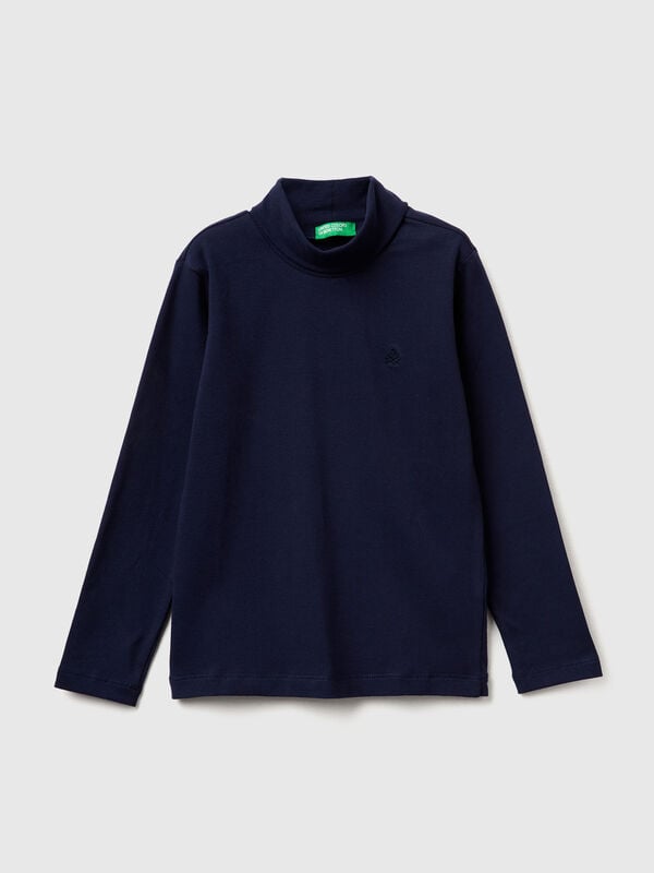 Warmes Rollkragen-T-Shirt aus Stretch-Baumwolle Jungen