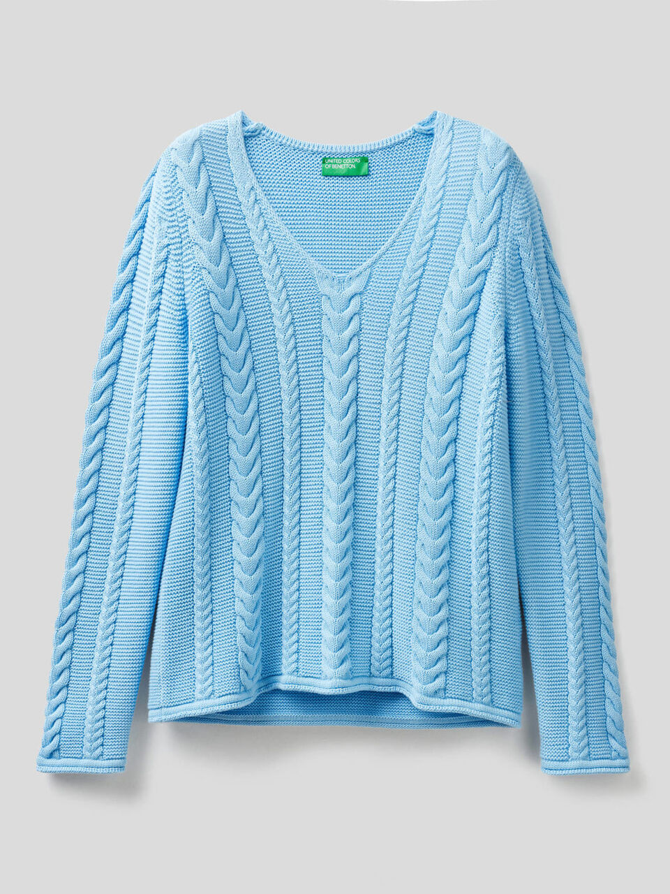 Pullover aus reiner Baumwolle mit Flechtmuster image number 1