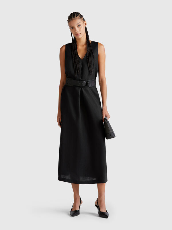 Ärmelloses Kleid aus reinem Leinen Damen