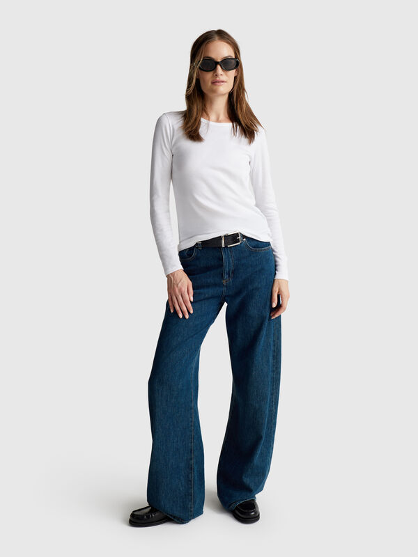 Langarm-T-Shirt aus 100 % Baumwolle Langarm-T-Shirt aus 100 % Baumwolle Damen