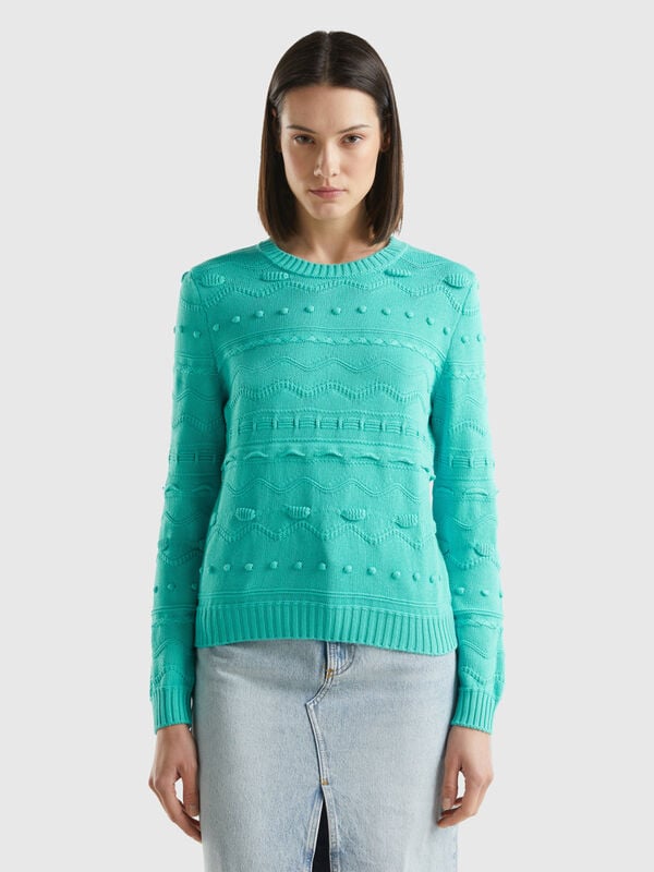 Strukturierter Pullover in Wassergrün Damen