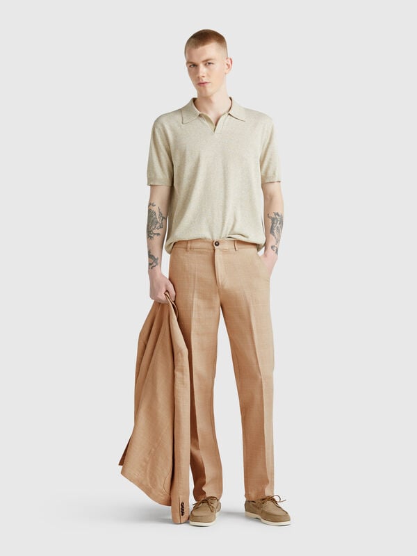 Gestreifte Chinohose aus Leinenmischung Herren