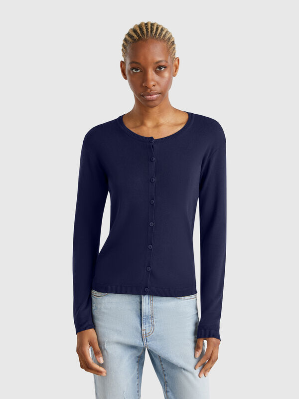  Cardigan 100% Baumwolle in Nachtblau Damen