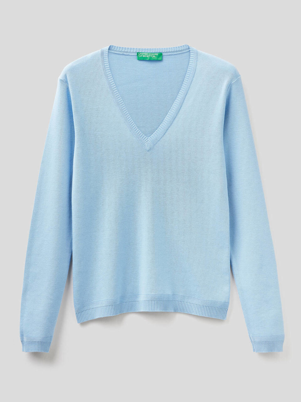 Pullover aus reiner Baumwolle mit V-Ausschnitt image number 1