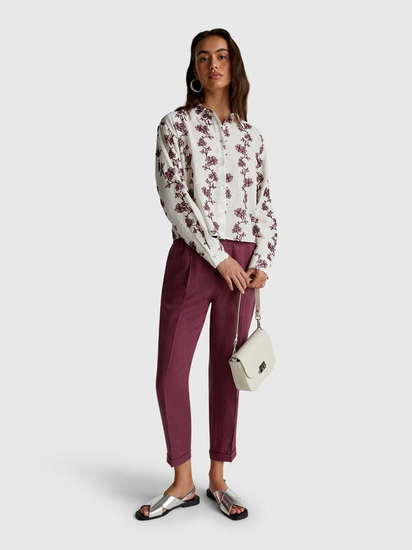 Regular Fit-Hose aus reinem Leinen Damen