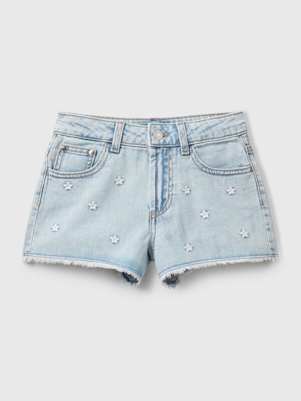 Jeansshorts mit Sternenstickerei Mädchen