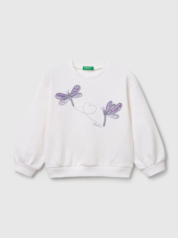 Sweatshirt mit Rundhalsausschnitt und Pailletten Mädchen