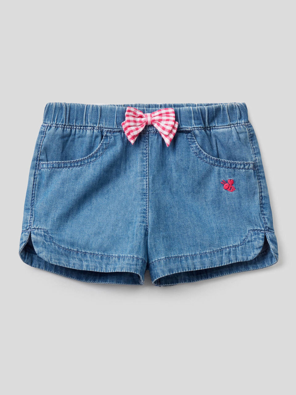 Shorts aus leichtem Jeansstoff mit Masche image number 1