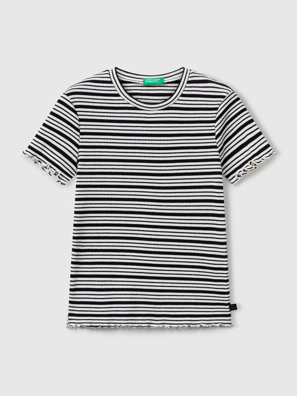 Gestreiftes T-Shirt aus Stretch-Baumwolle Mädchen