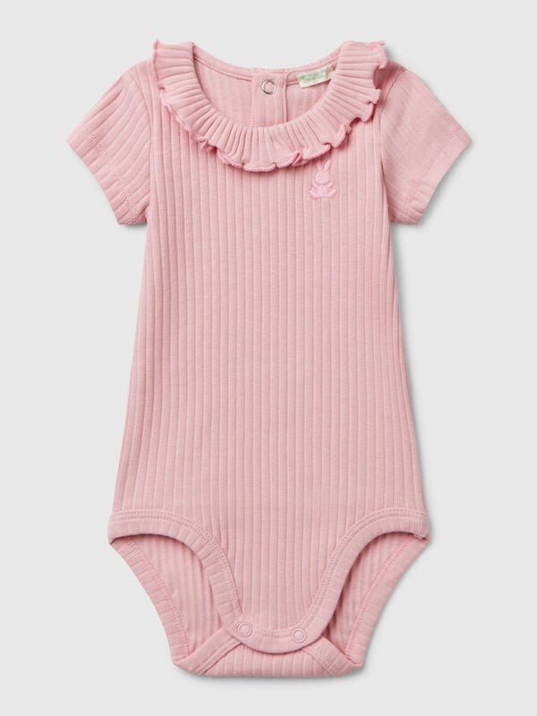 Body mit Kragen aus Stretch-Baumwolle Newborn