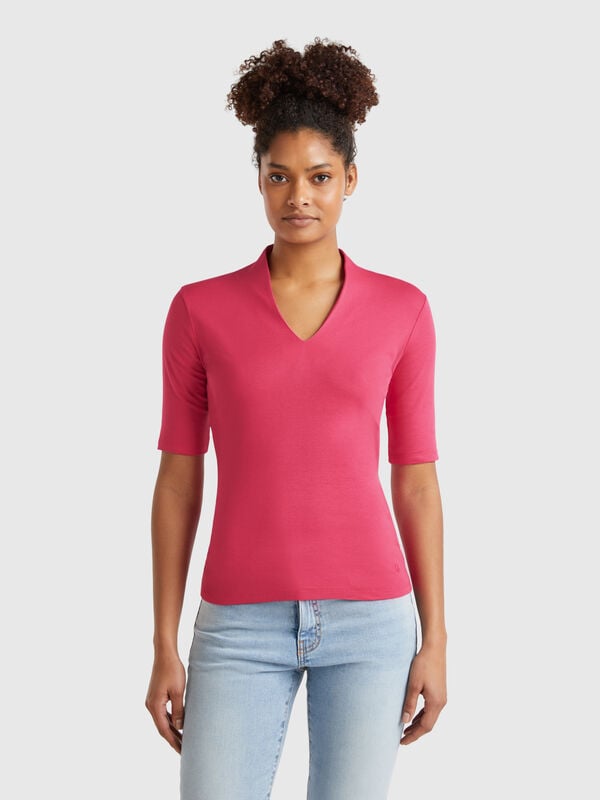 Schmal geschnittenes T-Shirt aus langfaseriger Baumwolle Damen