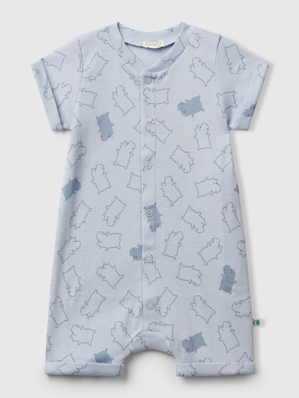 Blauer Strampler mit Animal-Print Newborn