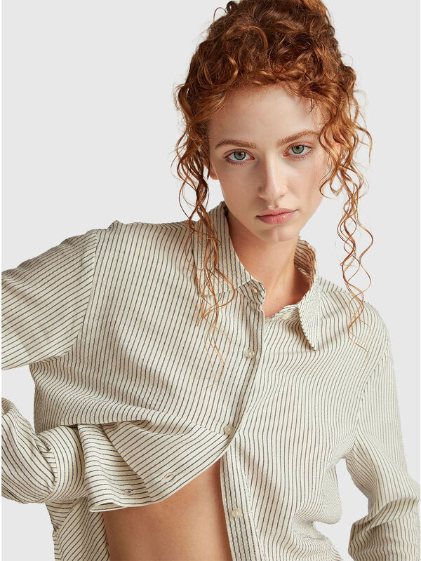 Gestreiftes Hemd aus Viskosemischung Damen