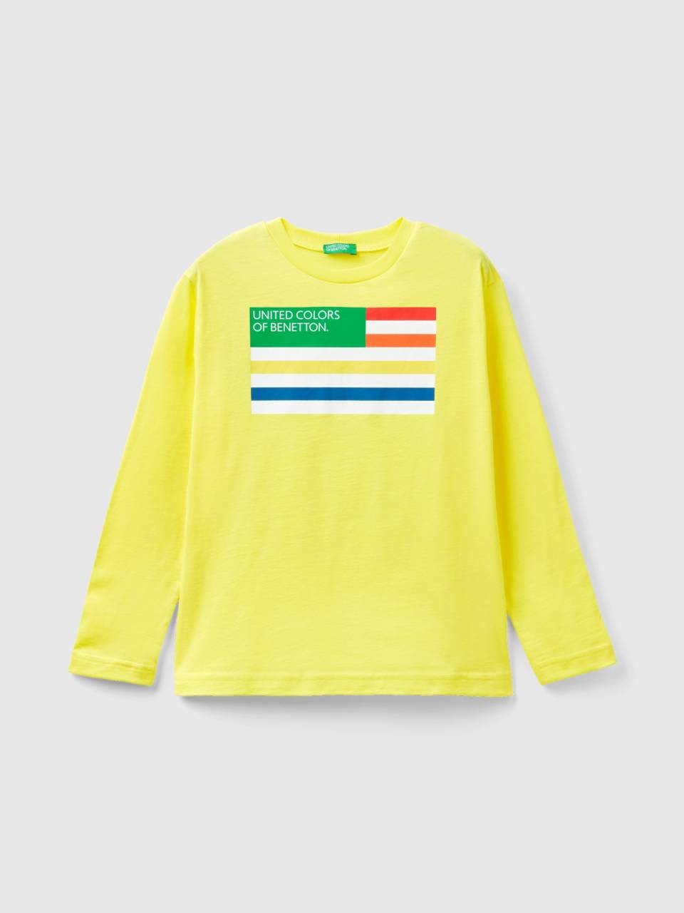 Langärmeliges T-Shirt | Benetton Gelb aus - Bio-Baumwolle
