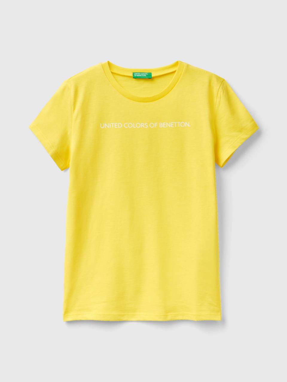 T-Shirt mit Logo | Benetton Gelb - 100% Baumwolle